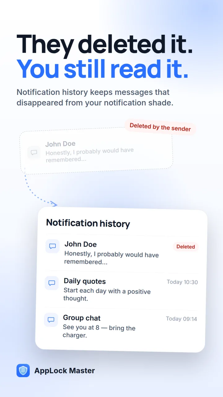 Notification history showing a message the sender deleted